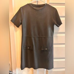 Zara Black Short-Sleeve Mini Shift Dress